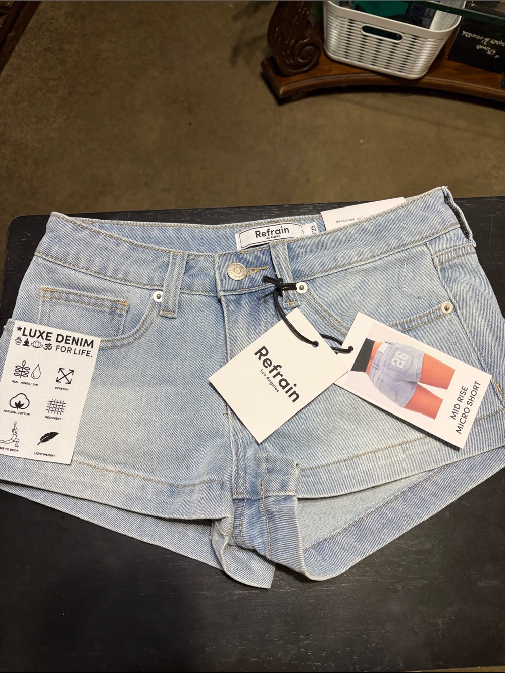 Light Blue Denim Micro Shorts